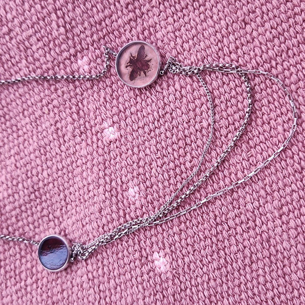 Smallthings Silver Bee Flower Double Pendant Neck… - image 6